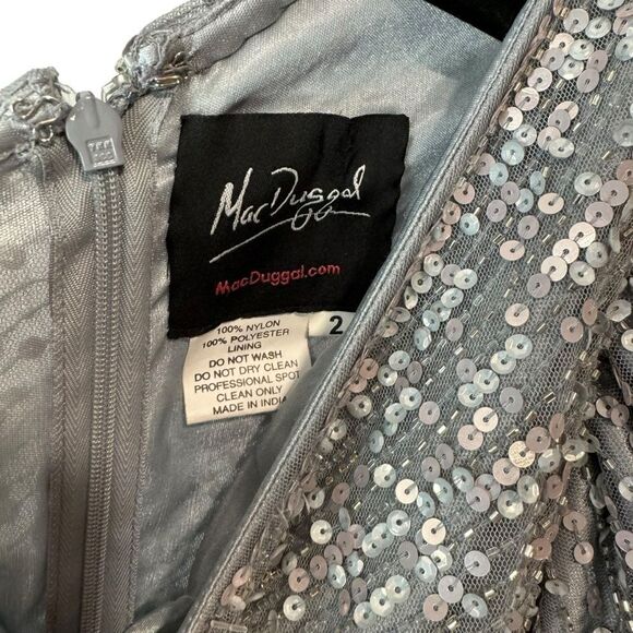 Revolve MAC DUGGAL Embellished One Shoulder Puff Sleeve Sequin Maxi Dress - Picture 5 of 10